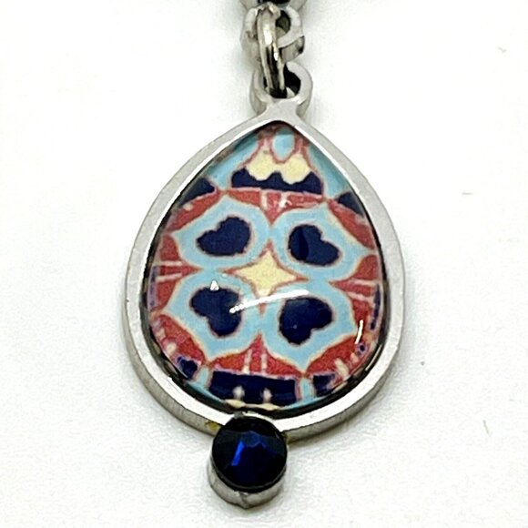 Boho Yoolie Necklace Mothers Day Gift Turquoise Color Crystal Blue Pattern Chain - Picture 6 of 11